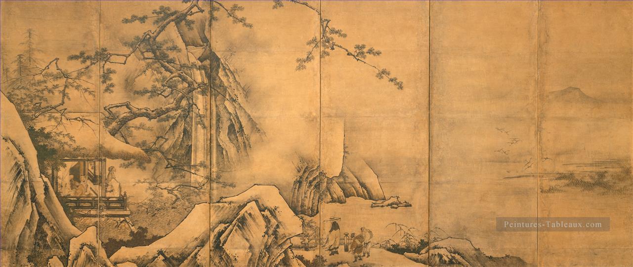 les quatre réalisations rencontrées Kano Motonobu japonais Peintures à l'huile